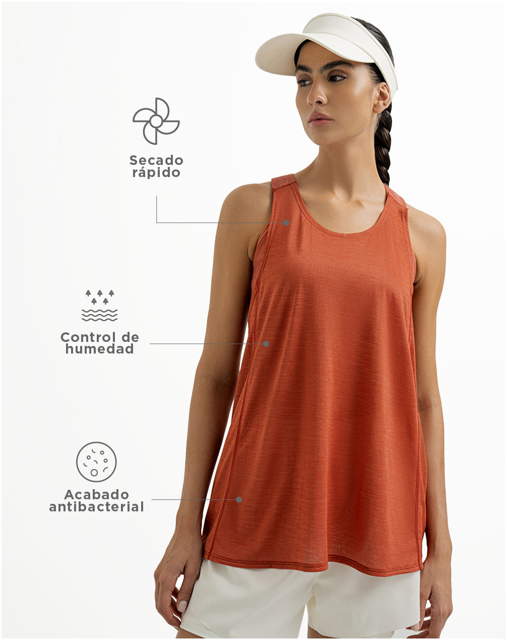 Camiseta esqueleto deportiva mujer control humedad terracota