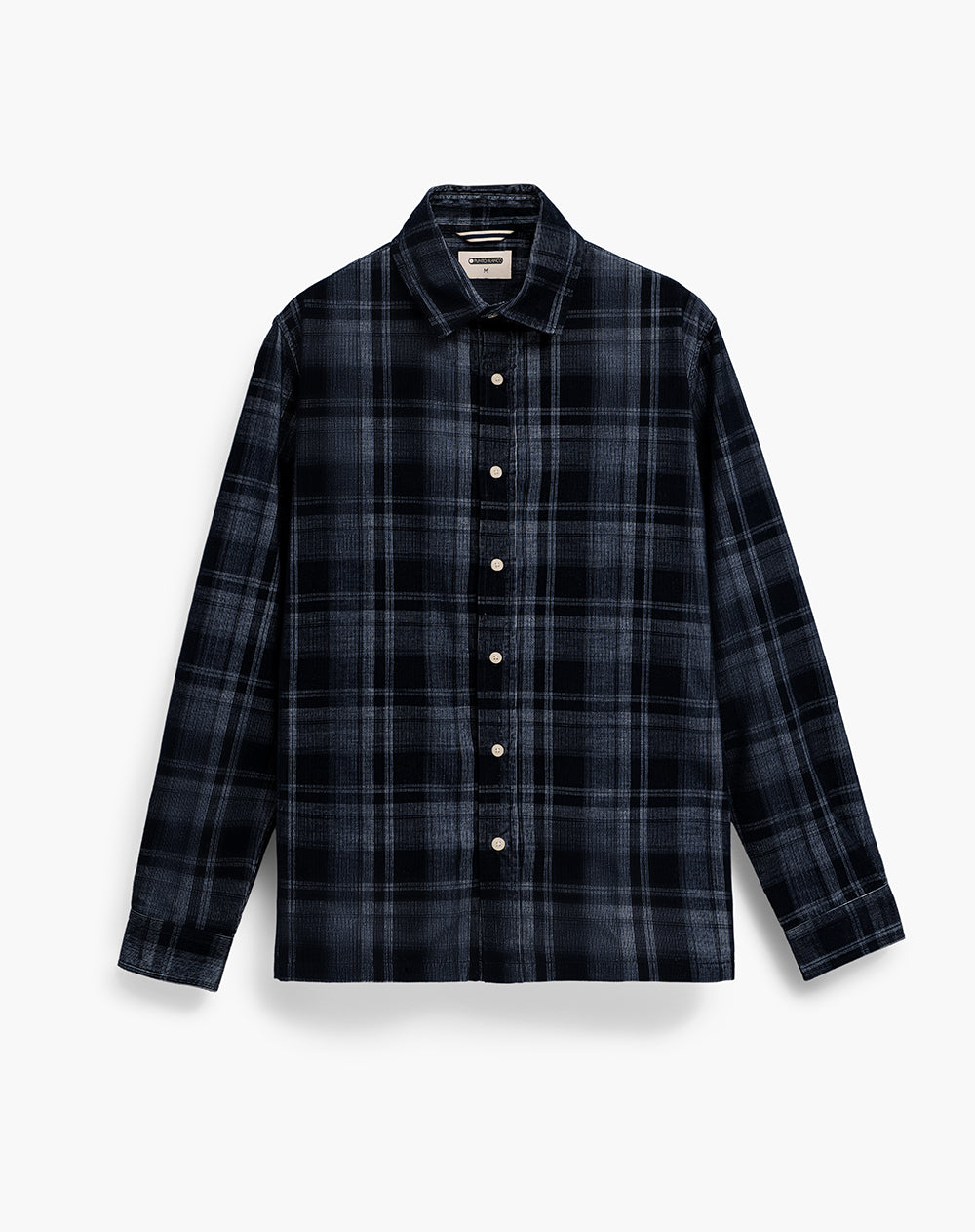 Camisa manga larga regular azul hombre