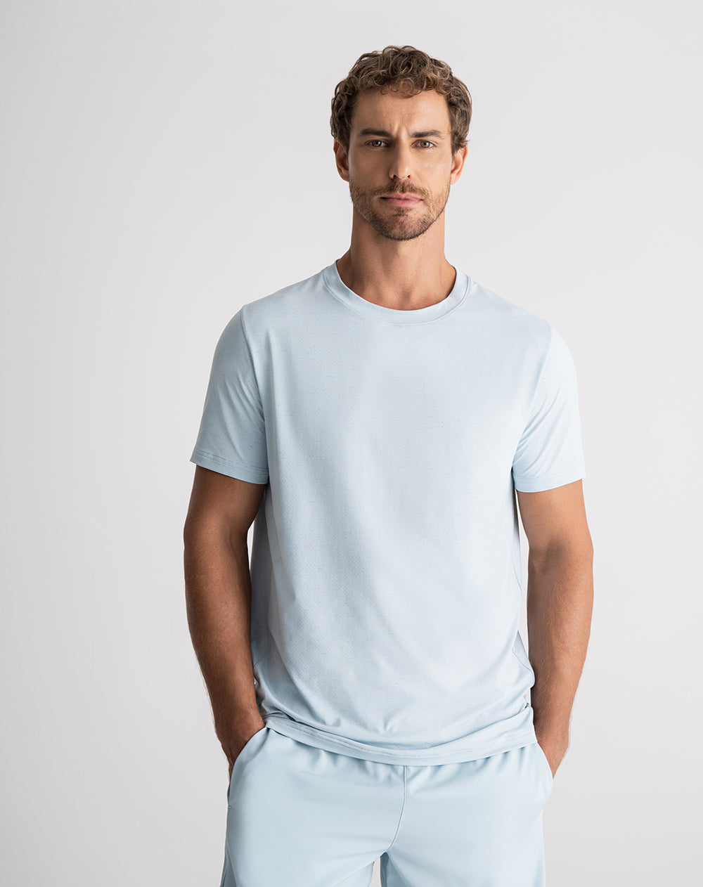 Camiseta relaxed fit manga corta azul estampada