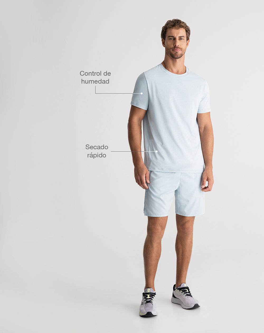 Camiseta deportiva control humedad azul hombre