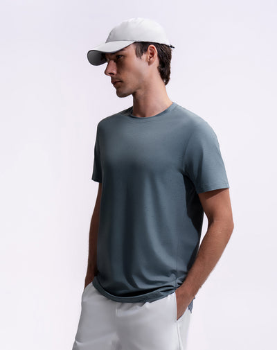 Camiseta relaxed fit manga corta azul estampada