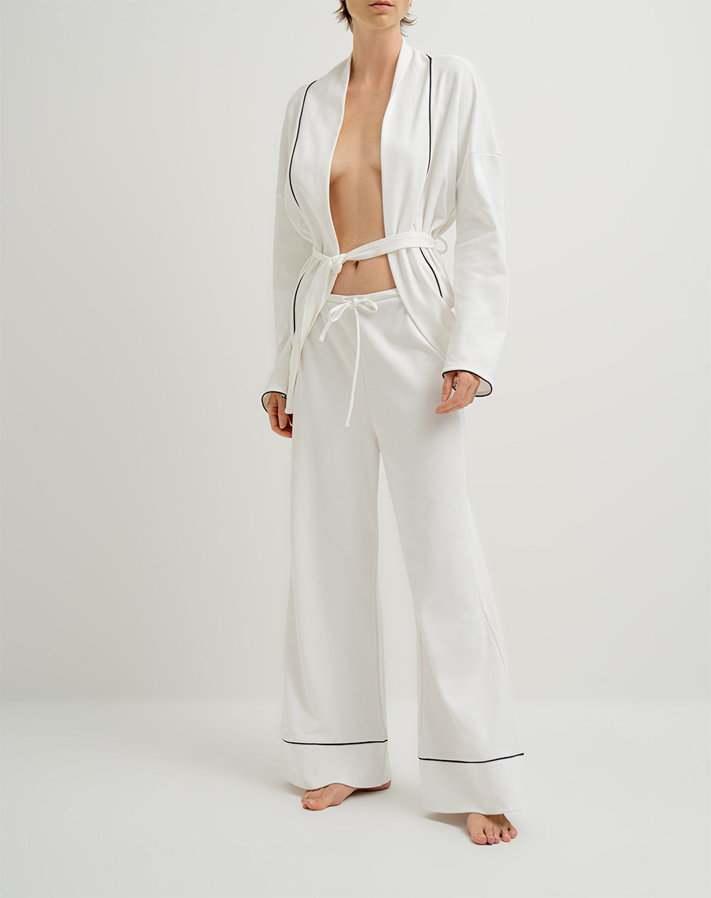 Pantalón de pijama mujer algodón sostenible largo vainilla