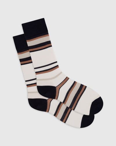 Medias para hombre largas casuales caqui rayas