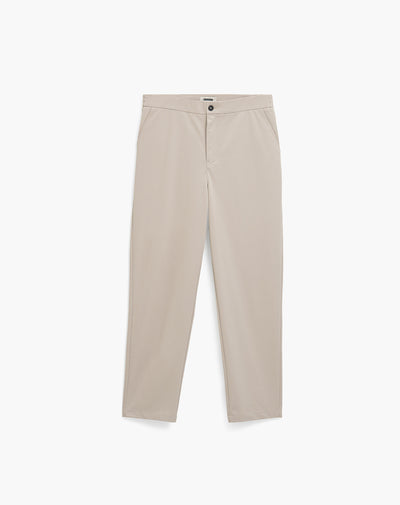 Pantalón relaxed fit tiro medio en drill caqui