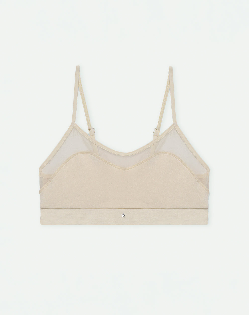 Top soporte medio sin costura y tull crema