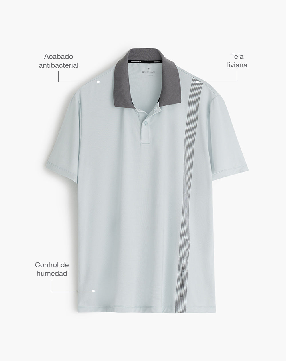 Polo deportiva control humedad azul hombre