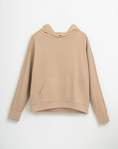 Buzo holgado con capucha caramelo para mujer