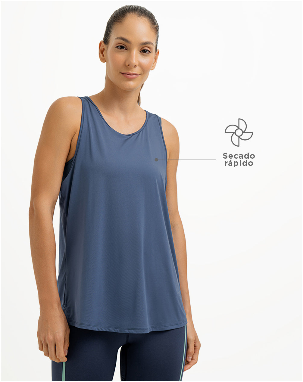 Camiseta esqueleto deportiva mujer abierta en espalda azul