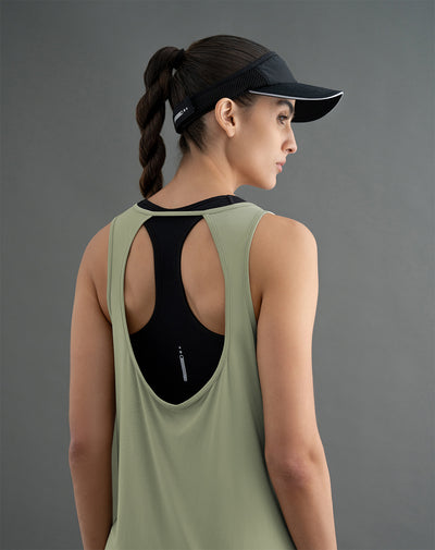 Camiseta esqueleto deportiva mujer abierta en espalda verde