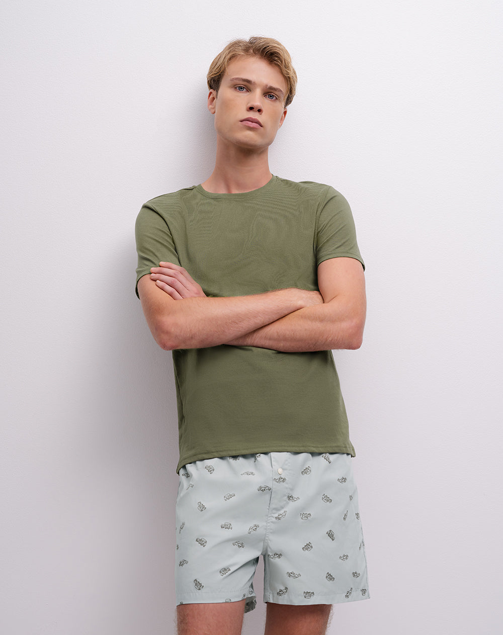 Camiseta + bermuda de pijama algodón surtida hombre