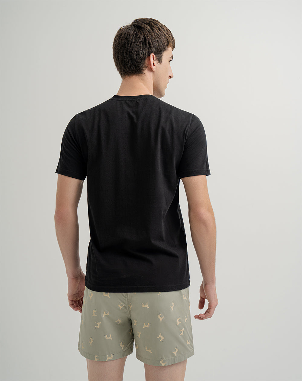 Camiseta + bermuda de pijama hombre algodón negro y verde