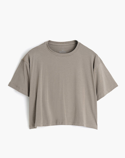 Camiseta deportiva tacto frío café mujer