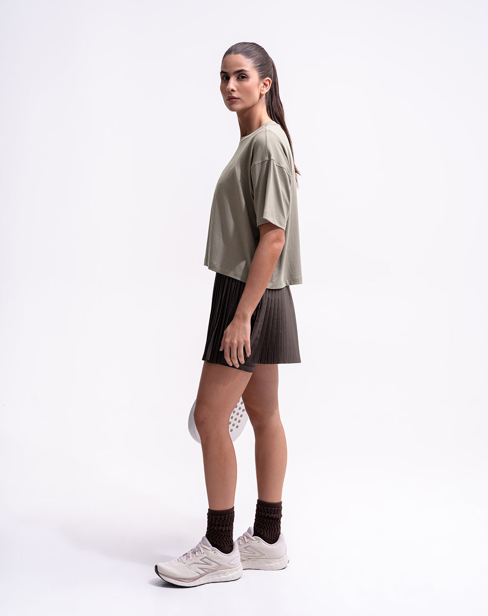 Camiseta deportiva tacto frío café mujer