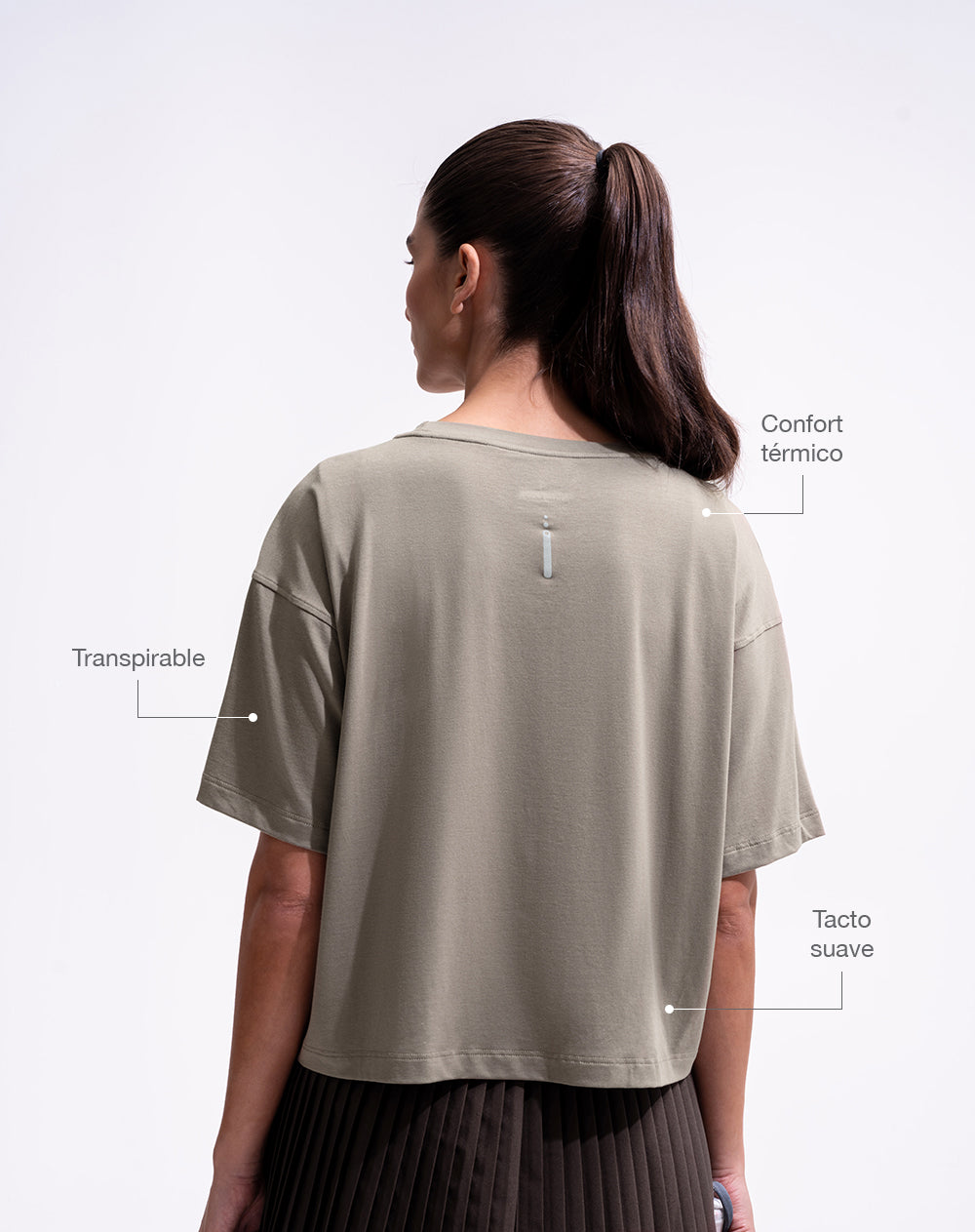 Camiseta deportiva tacto frío café mujer