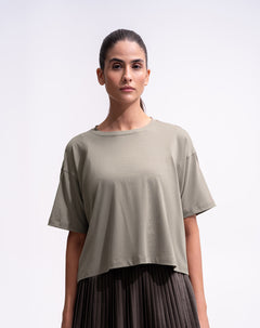 Camiseta deportiva tacto frío café mujer