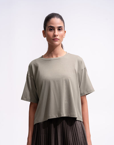 Camiseta deportiva tacto frío café mujer