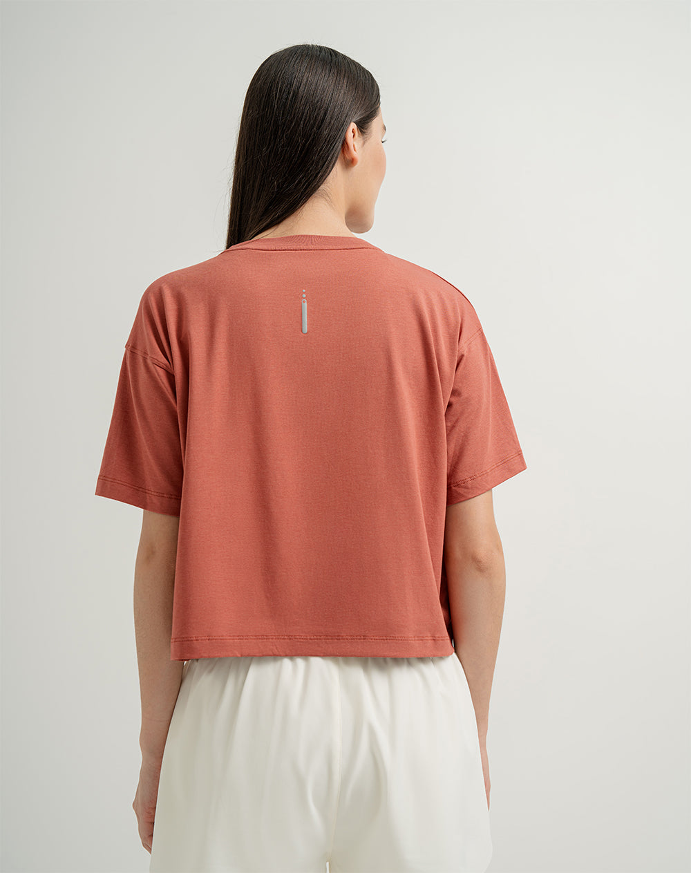 Camiseta deportiva mujer holgada terracota