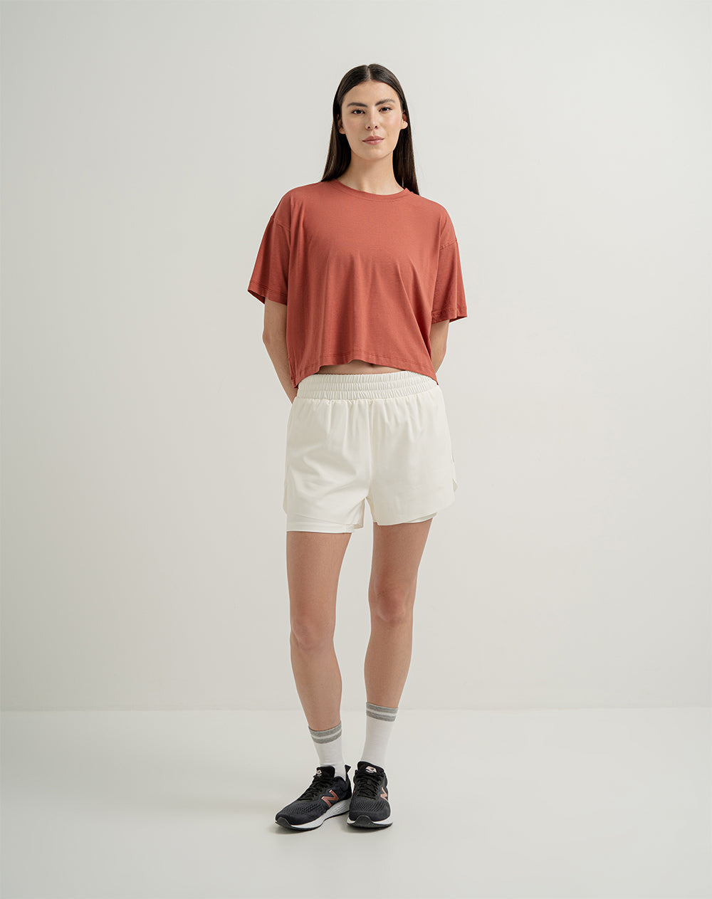 Camiseta deportiva mujer tacto suave terracota