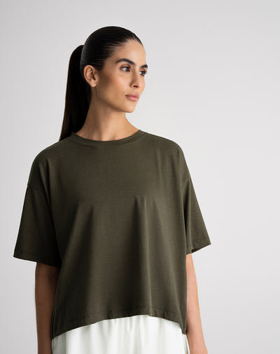 Camiseta relaxed fit manga corta verde