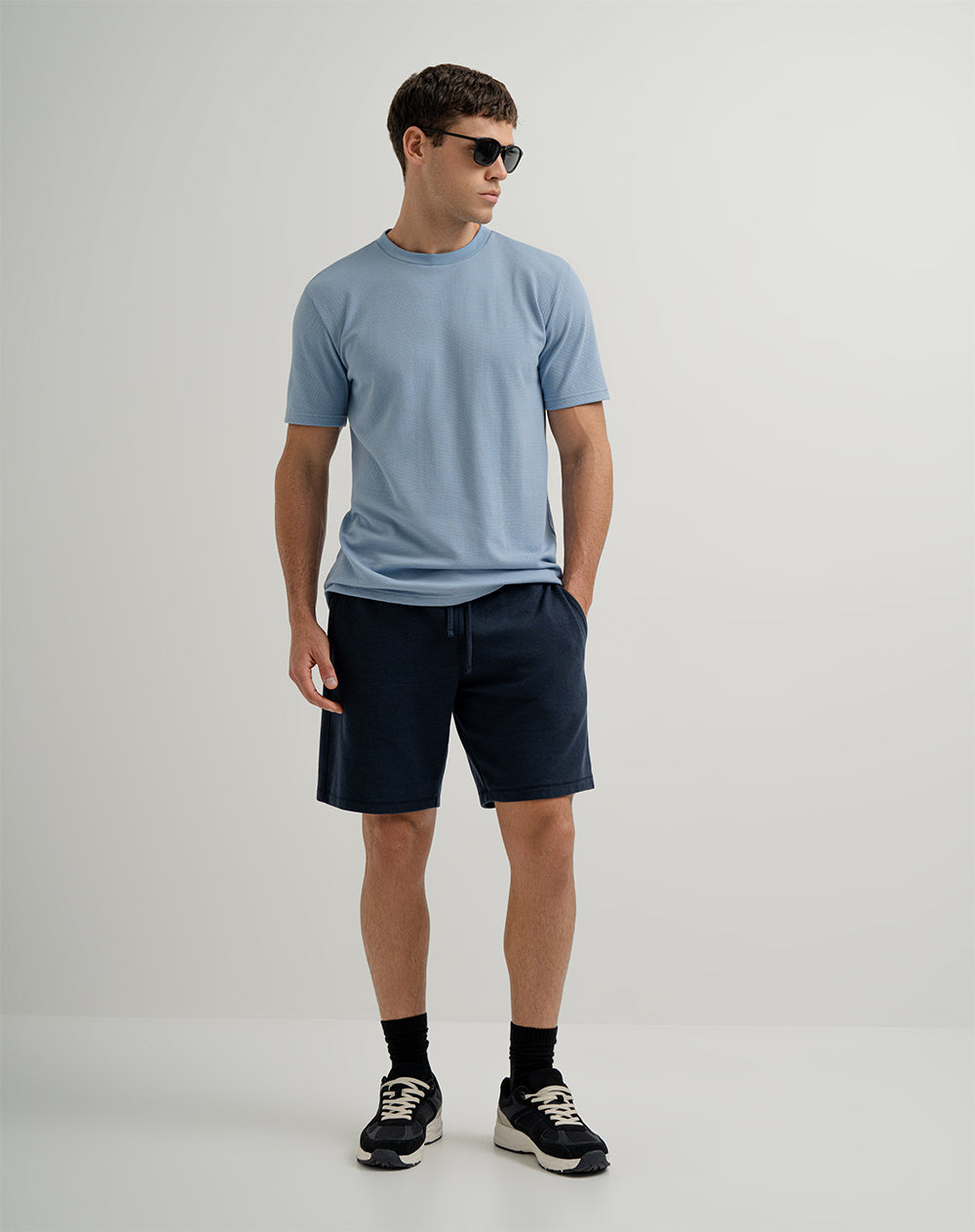 Camiseta regular algodón azul calro hombre
