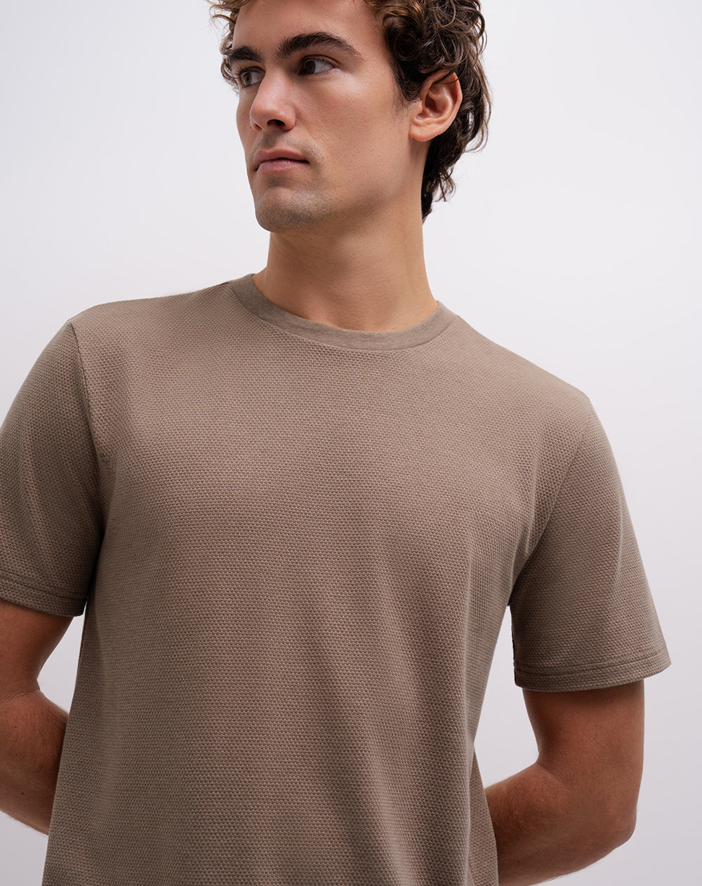 Camiseta regular café hombre