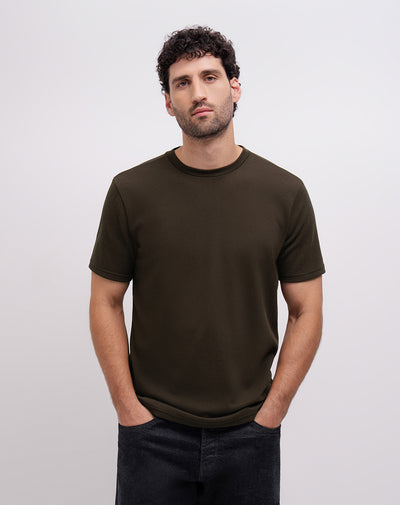 Camiseta confort algodón sostenible café hombre