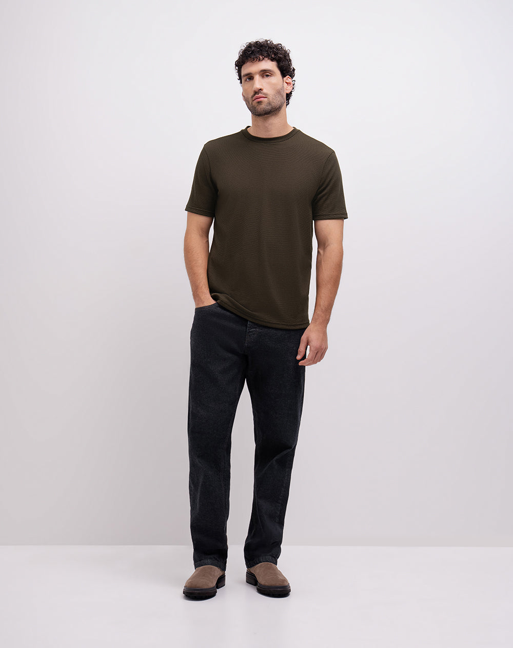 Camiseta confort algodón sostenible café hombre