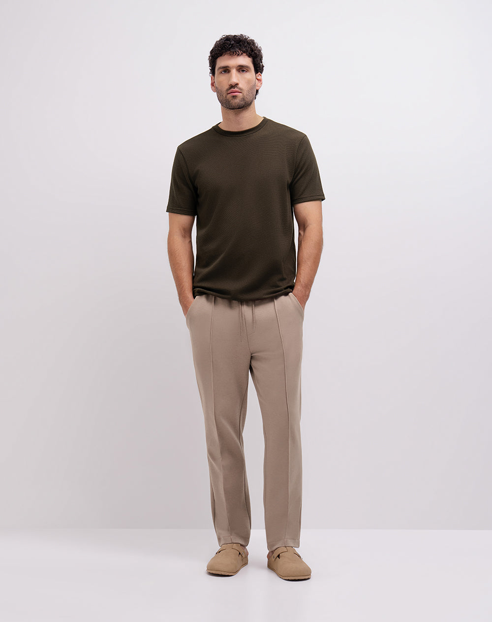 Camiseta confort algodón sostenible café hombre