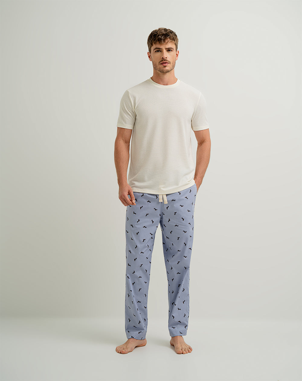 Camiseta regular algodón crema hombre