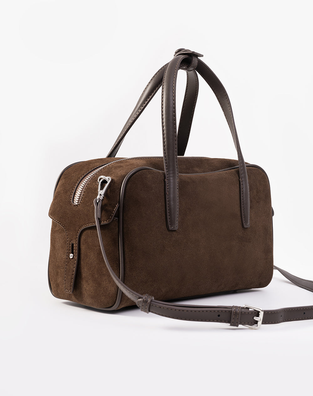 Bolso maletín tipo gamuza café