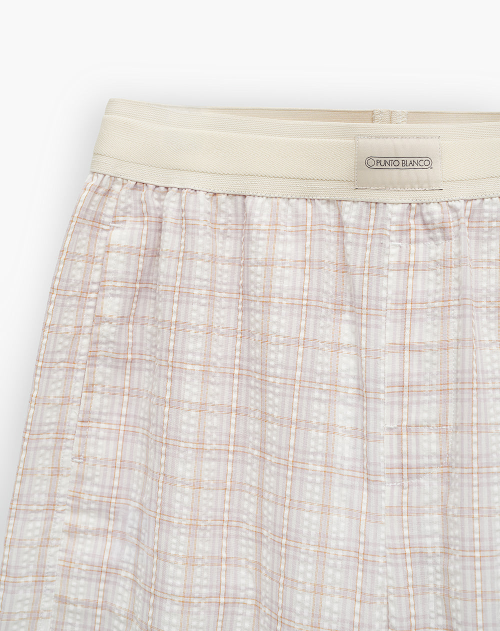 Pantalón relaxed fit tiro alto habano cuadros