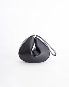 Bolso de mano tipo pulsera cuero negro mujer