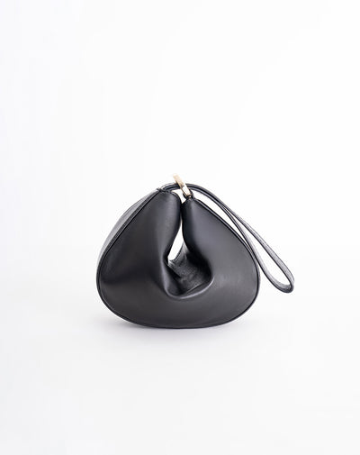 Bolso de mano tipo pulsera cuero negro mujer