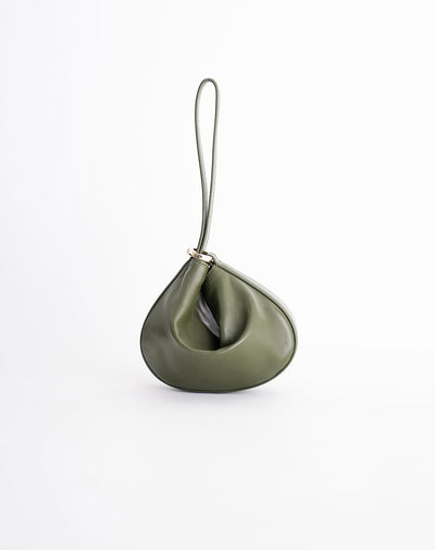 Bolso de mano tipo pulsera cuero verde mujer