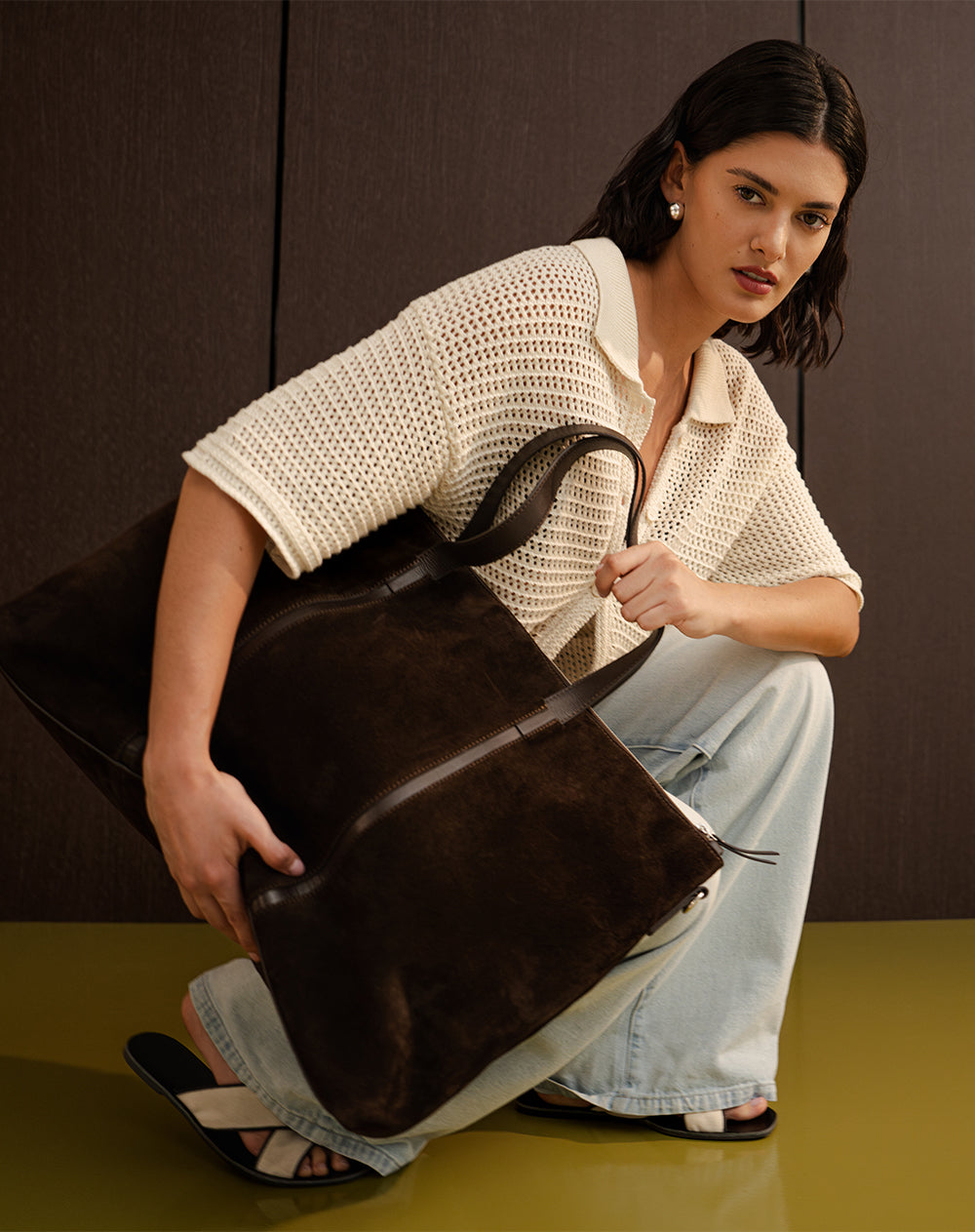 Bolso tipo maletín cuero café