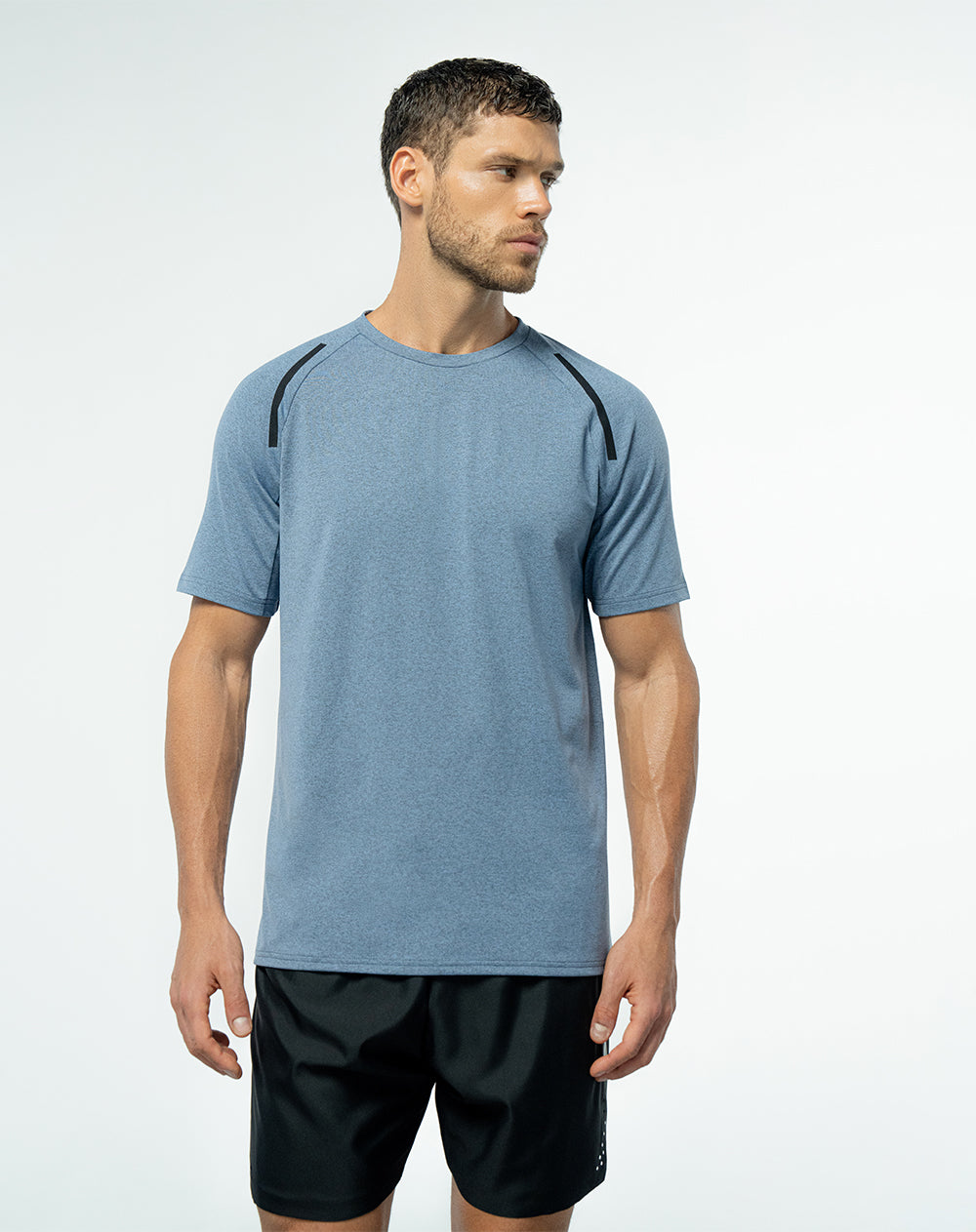 Camiseta deportiva  hombre control humedad azul