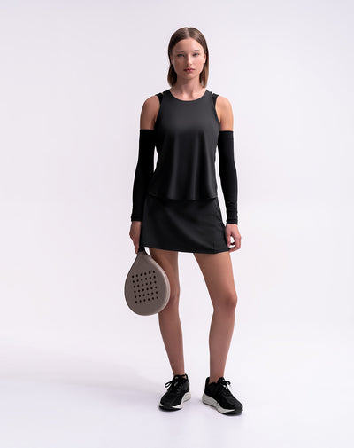 Falda de tenis ciclista interno negra mujer
