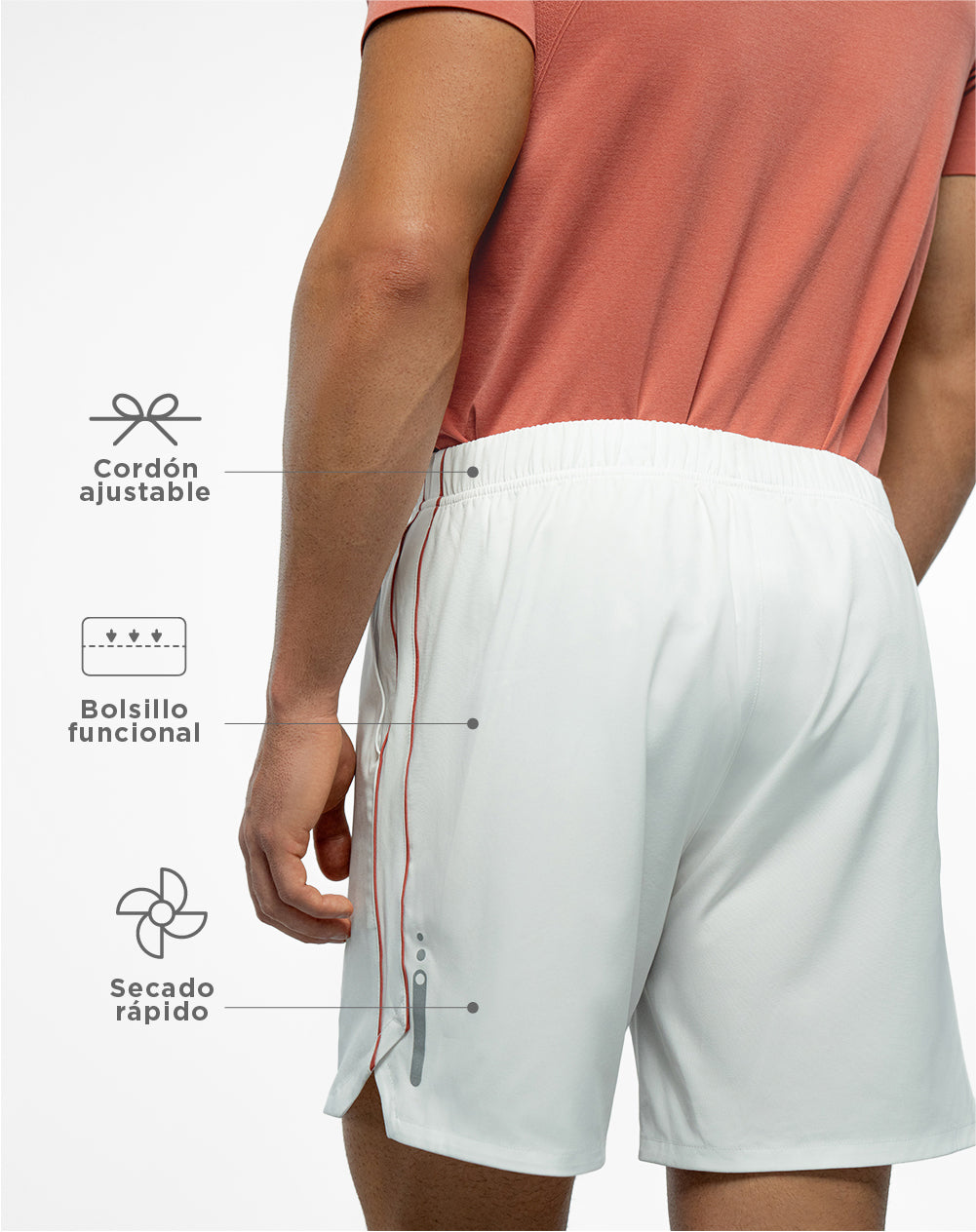 Pantaloneta deportiva con malla interna blanca para hombre
