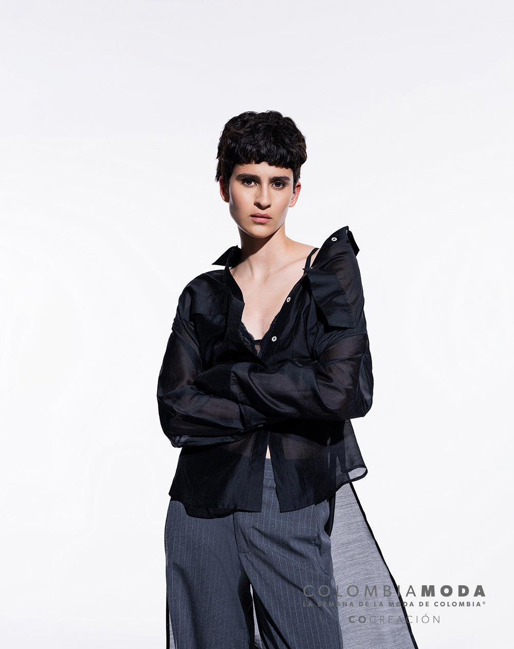 Camisa manga larga oversize cola negra | Colombiamoda