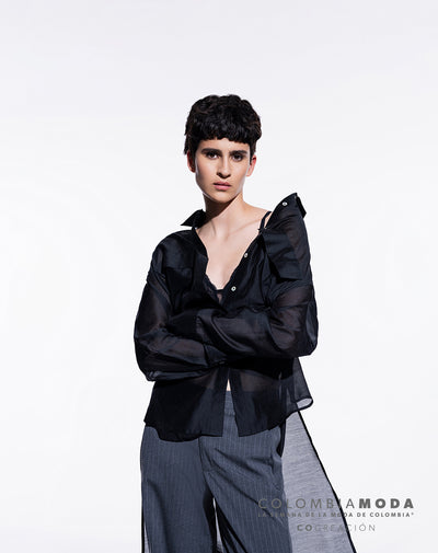 Camisa manga larga oversize cola negra | Colombiamoda