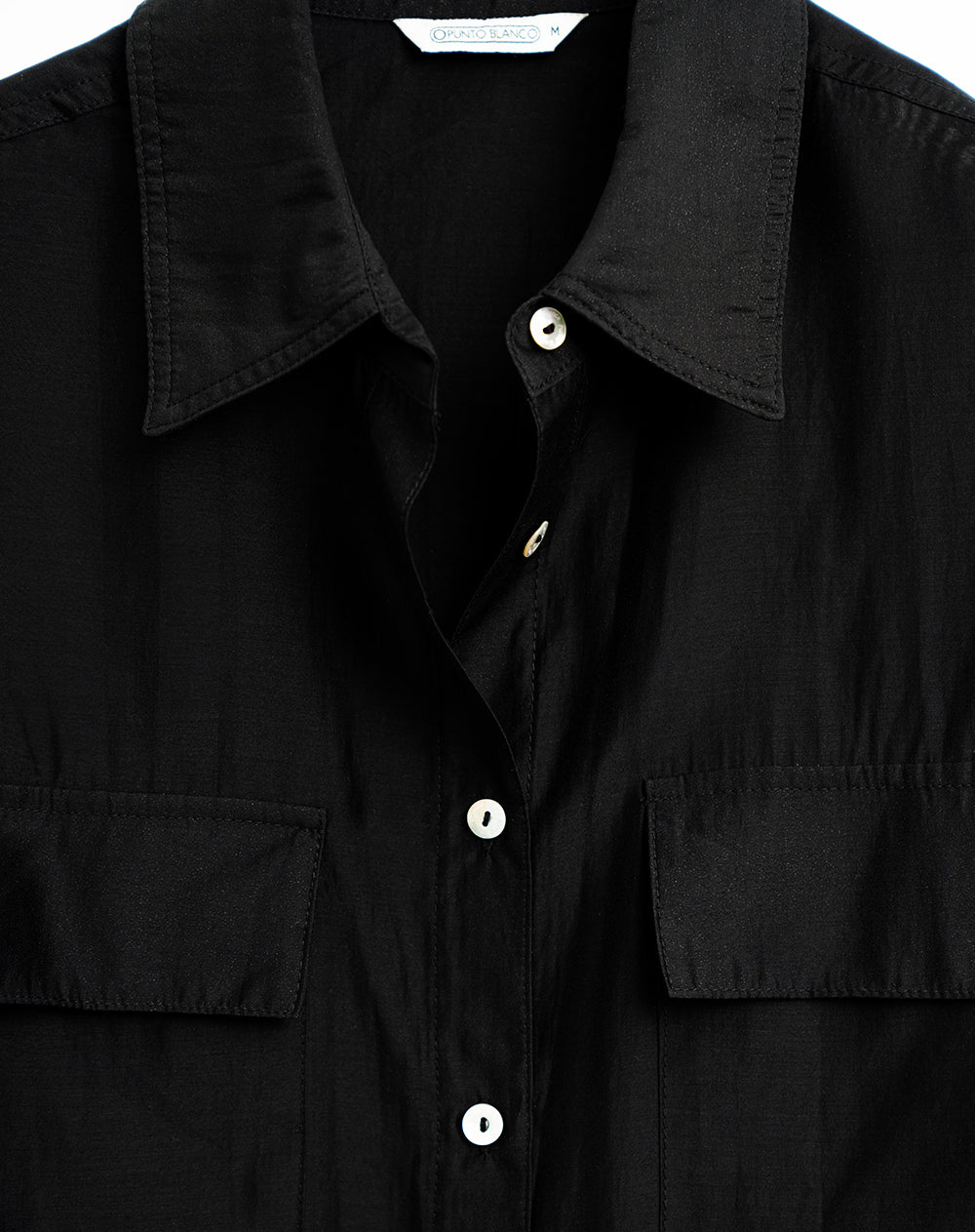 Camisa manga larga oversize transparencia negra mujer