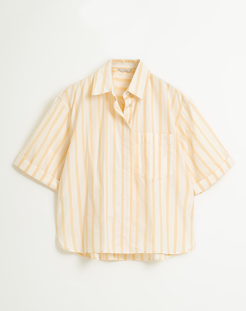 Camisa de pijama mujer algodón amarillo rayas