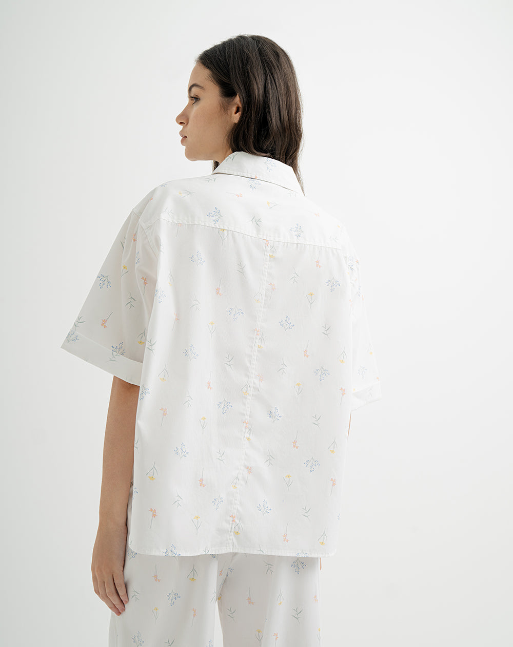 Camisa de pijama mujer algodón blanco estampado