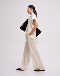 Pantalón confort tiro medio habano mujer