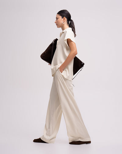 Pantalón confort tiro medio habano mujer