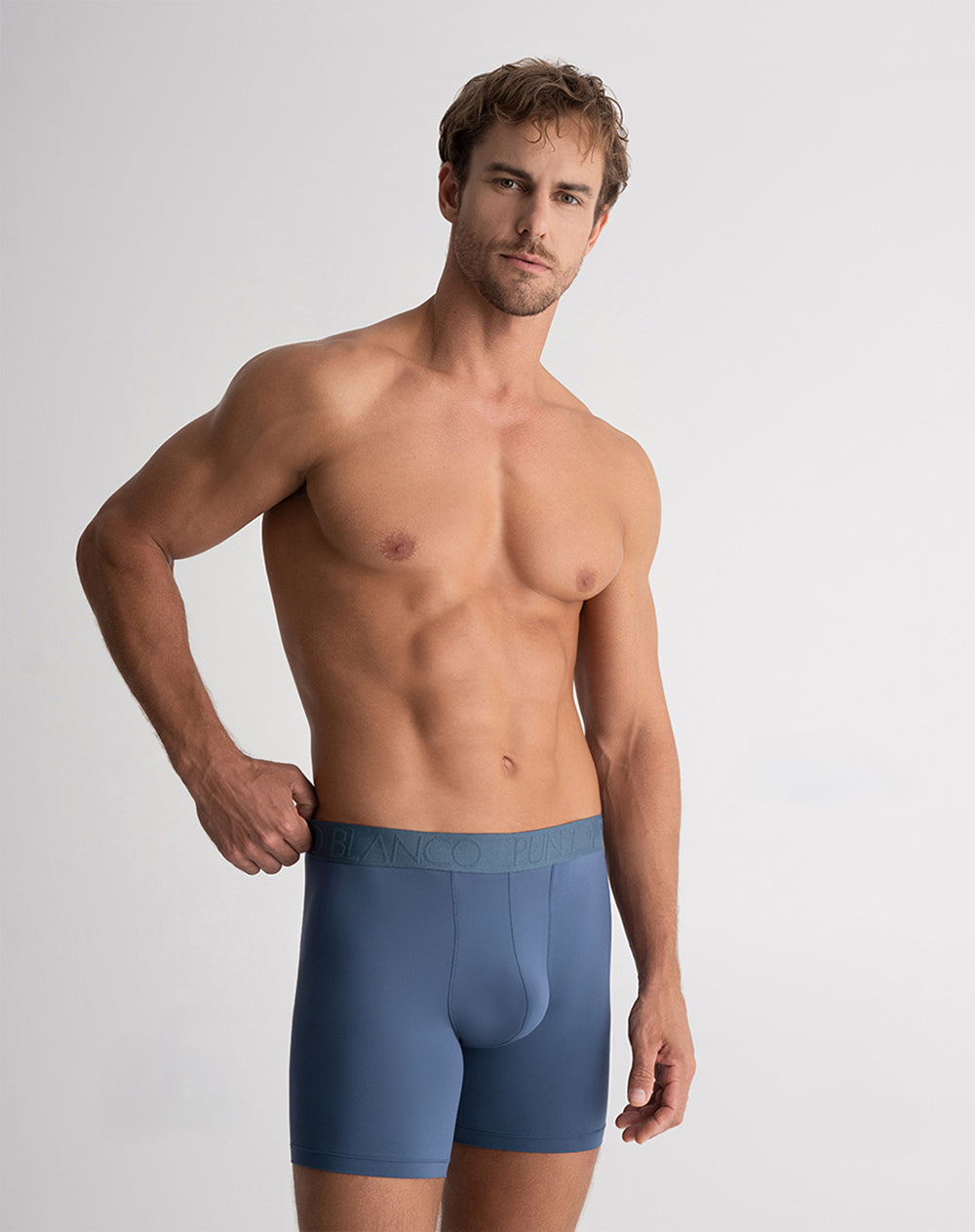 Bóxer deportivo largo microfibra azul