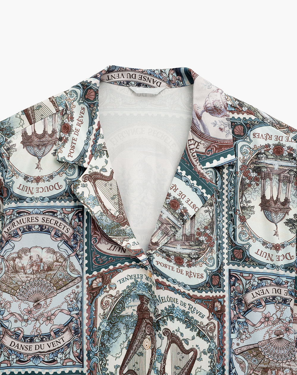 Camisa relaxed fit manga corta verde estampada