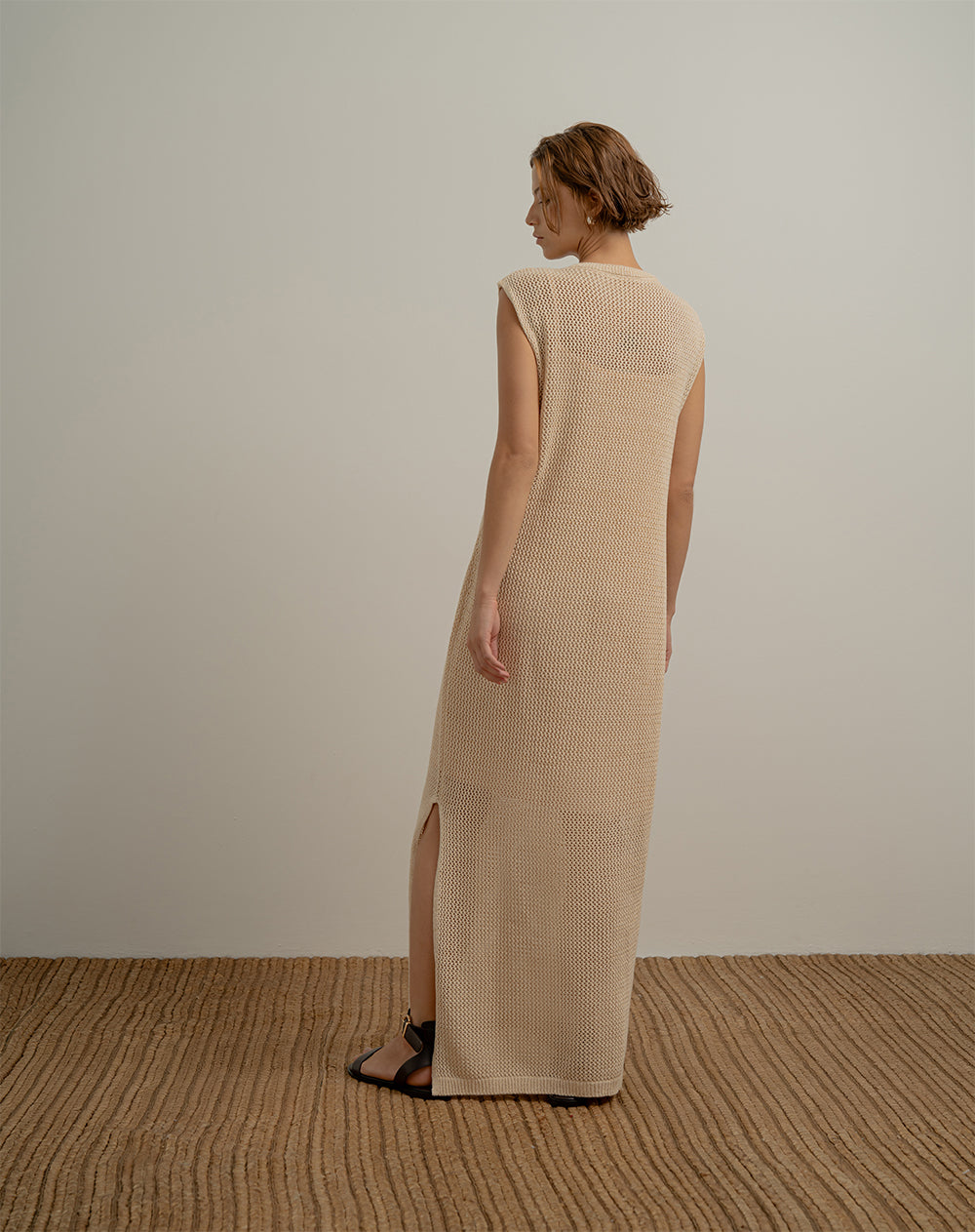 Vestido largo crema