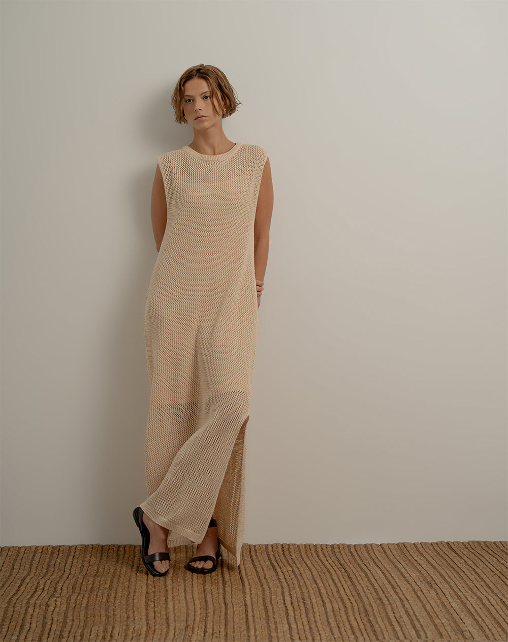 Vestido largo crema