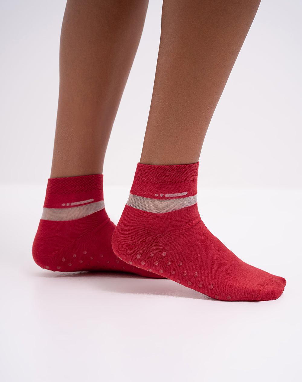 Medias deportivas mujer tobillera antideslizante rojas